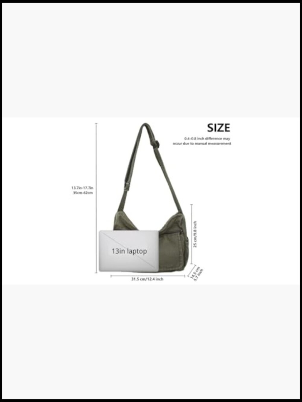 Canvas Messenger Bag Crossbody Tote with Multiple Pockets Vintage Satchel - Picture 5 of 7